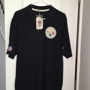 New Black Vintage Wash PIttsburgh Steelers Reebok Dead Stock Golf Polo Shirt L
